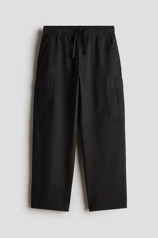 Cotton Cargo Pants - Black - 1