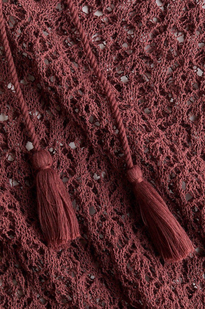 Strandkleid im Häkellook - Dunkelrot/Weiß/Schwarz - 3
