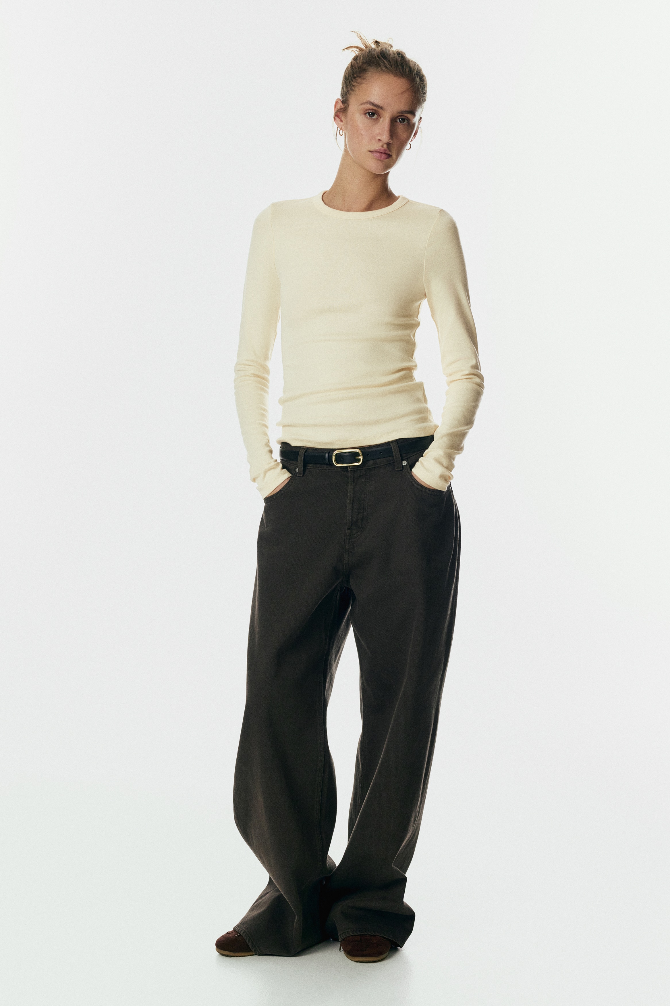 Long-sleeved jersey top