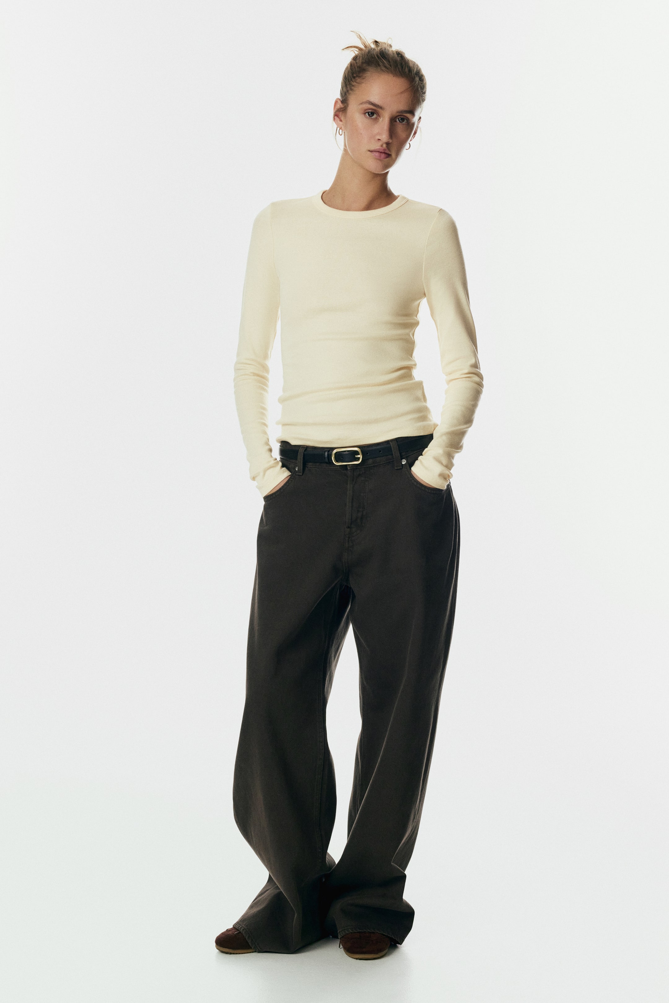 View larger image: Long-sleeved Jersey Top - Light yellow - Ladies | H&M CA 3