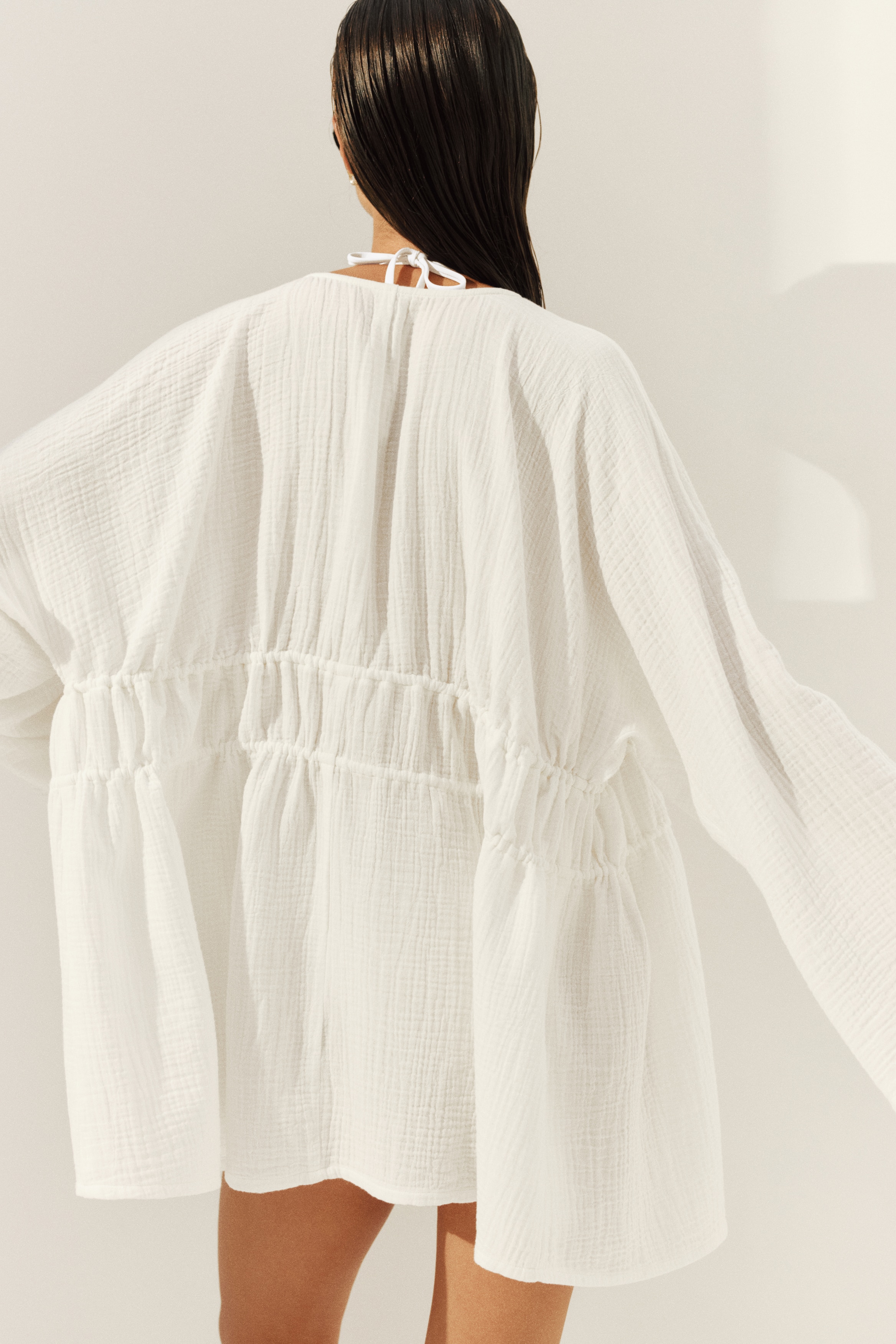 h&m cotton kaftan dress Women's Yellow Muslin Beach size:FR 48 Blue Ivy Dress SORAMAME size-36-us-2-4 Linen short sleeves and a