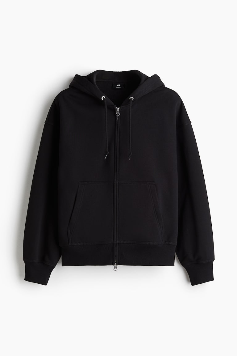Oversized Fit Zip-through hoodie Black Men H&M IN