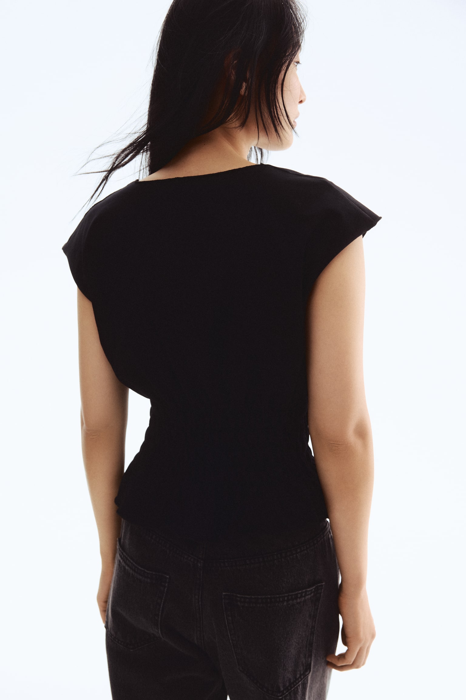 Büzgülü ve Pamuklu Üst - Siyah/Beyaz/Koyu kahverengi/Lacivert - 5