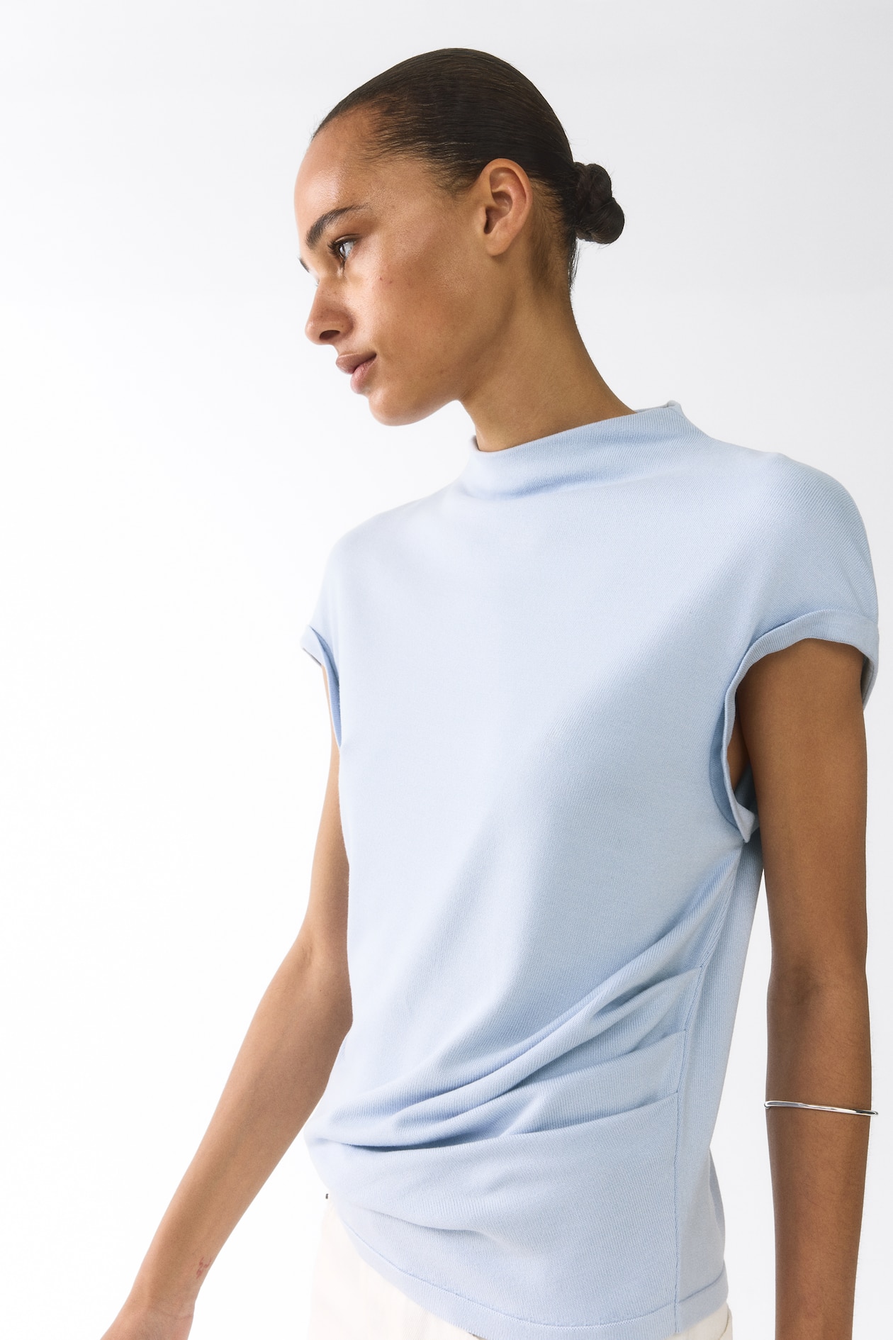 Draped Fine-Knit Top - image 3