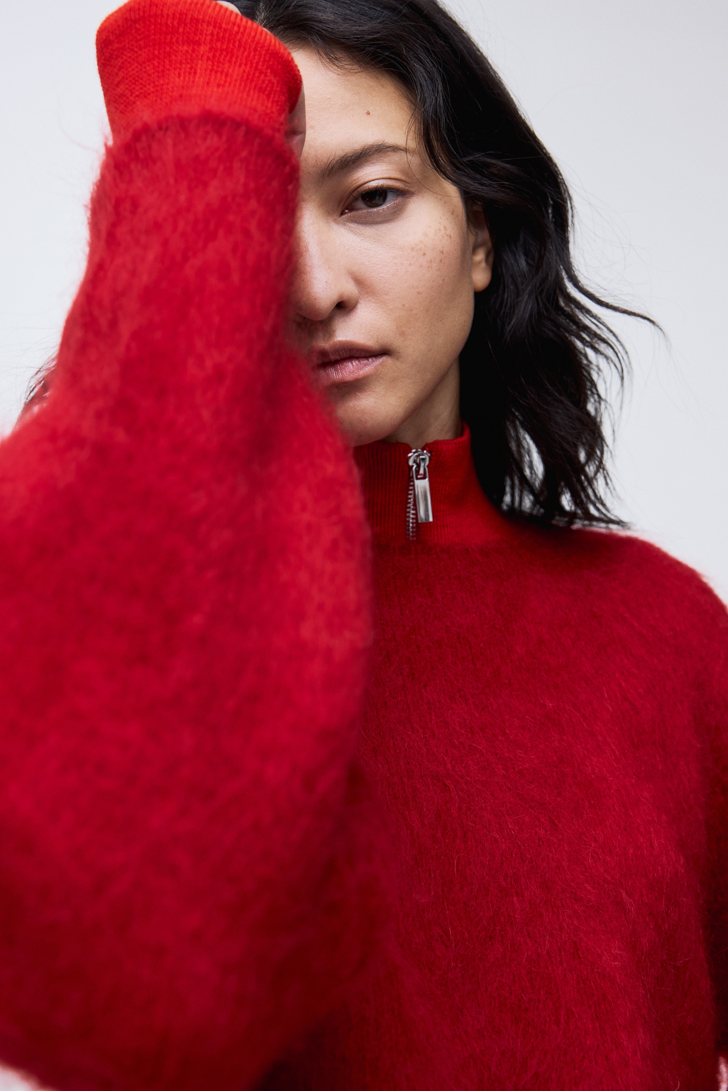 H & M - モヘアブレンドセーター - レッド