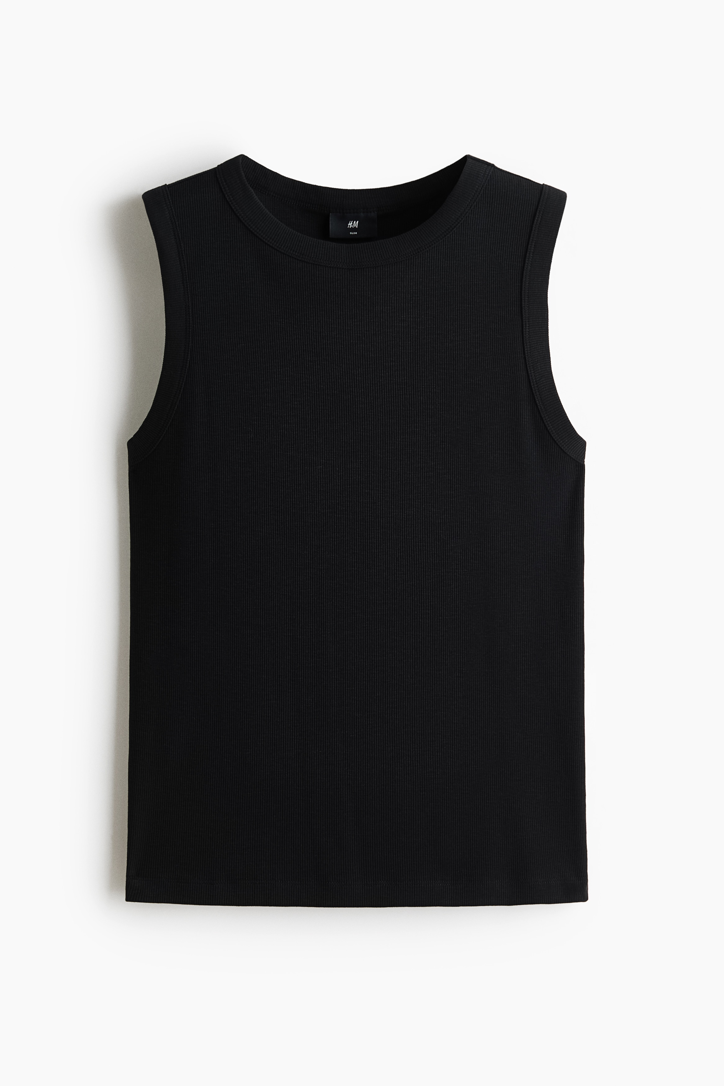 Slim-Fit Ribbed Tank Top - Black/White/Light gray melange