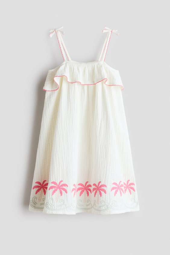 Детские платья H&M Cotton Muslin Dress with Embroidery