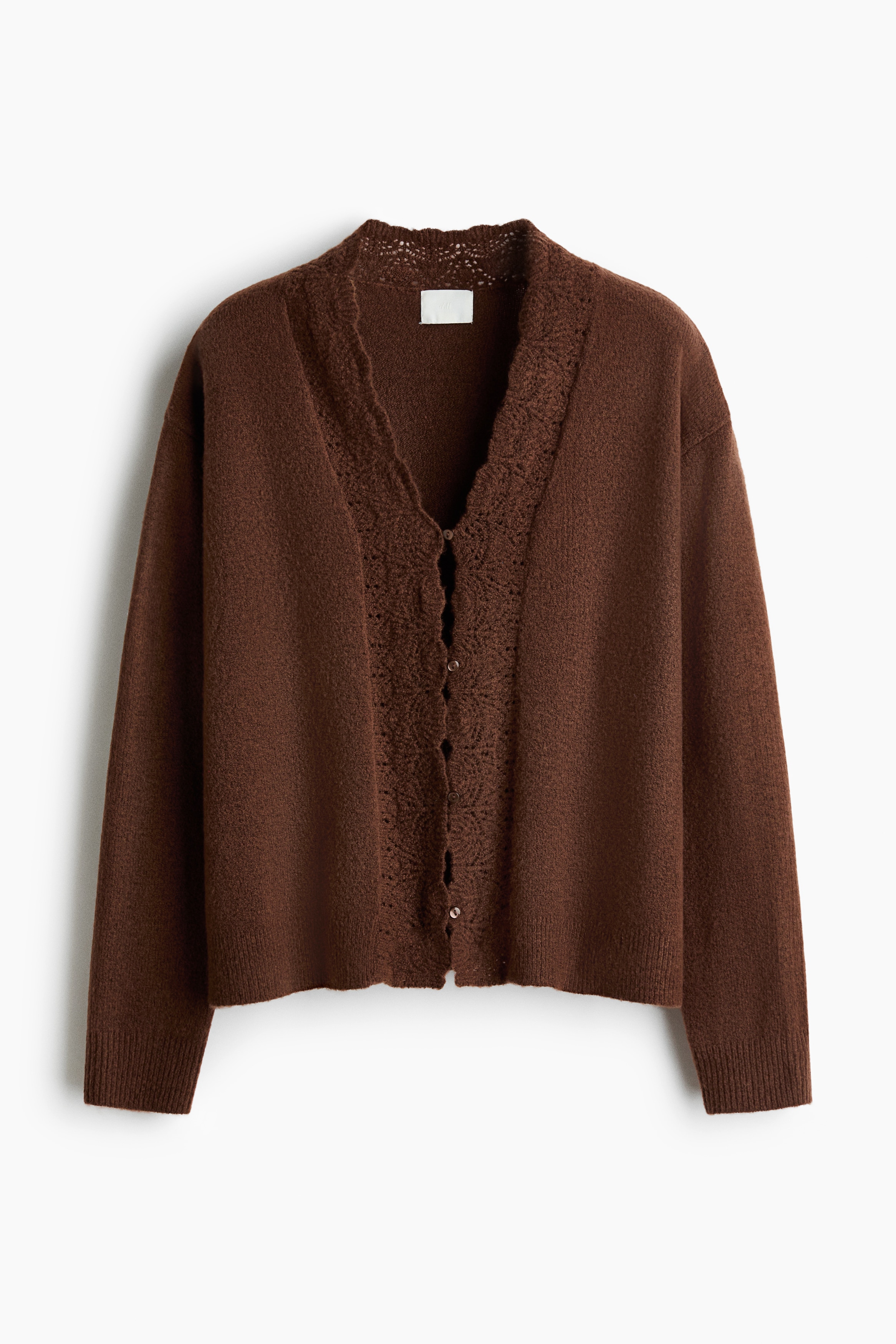 포인텔 디테일 가디건 - 다크 브라운/다크 그레이 멜란지/라이트 베이지