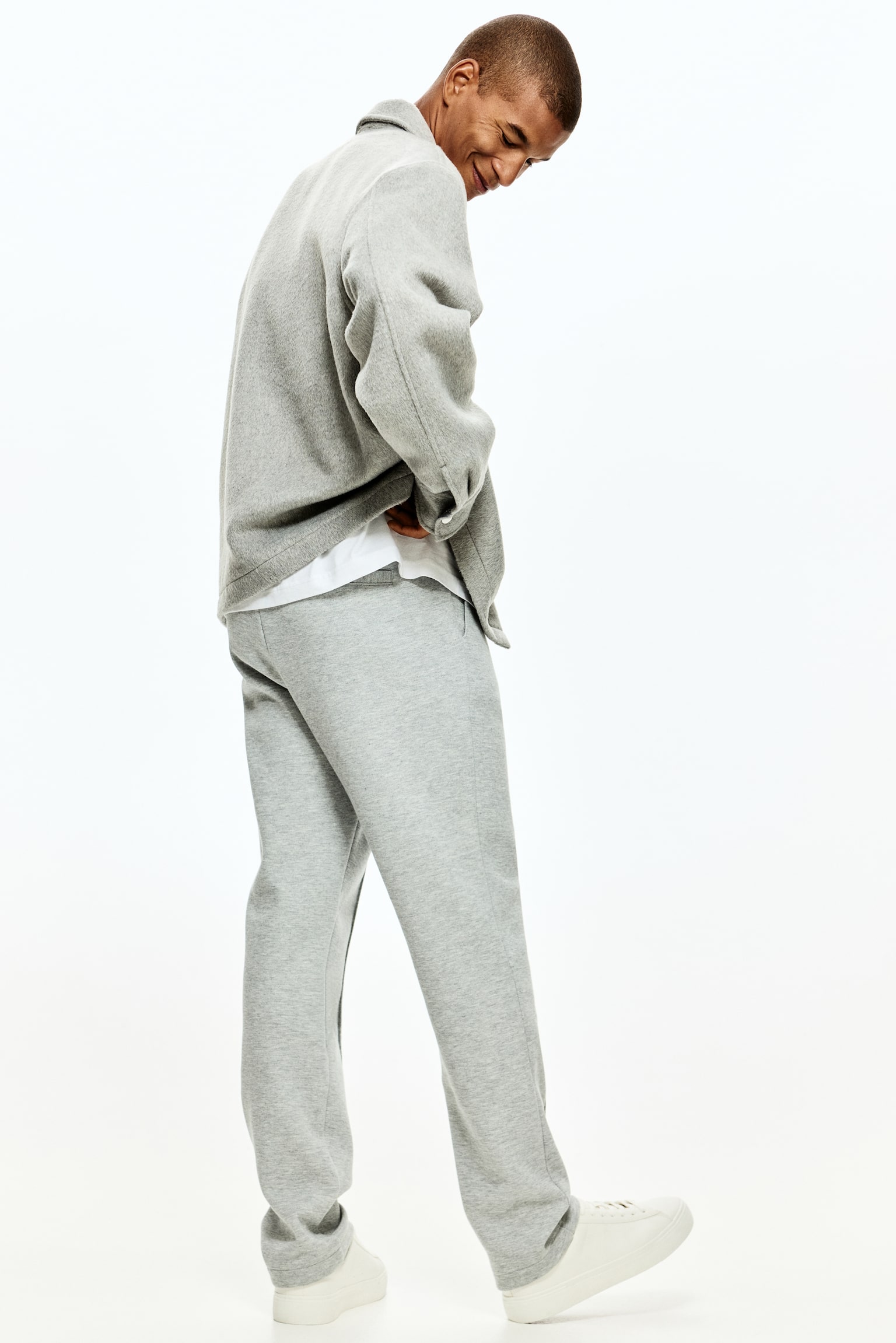 Regular Fit Tailored joggers - Light grey marl/White/Black/White/Dark brown - 4