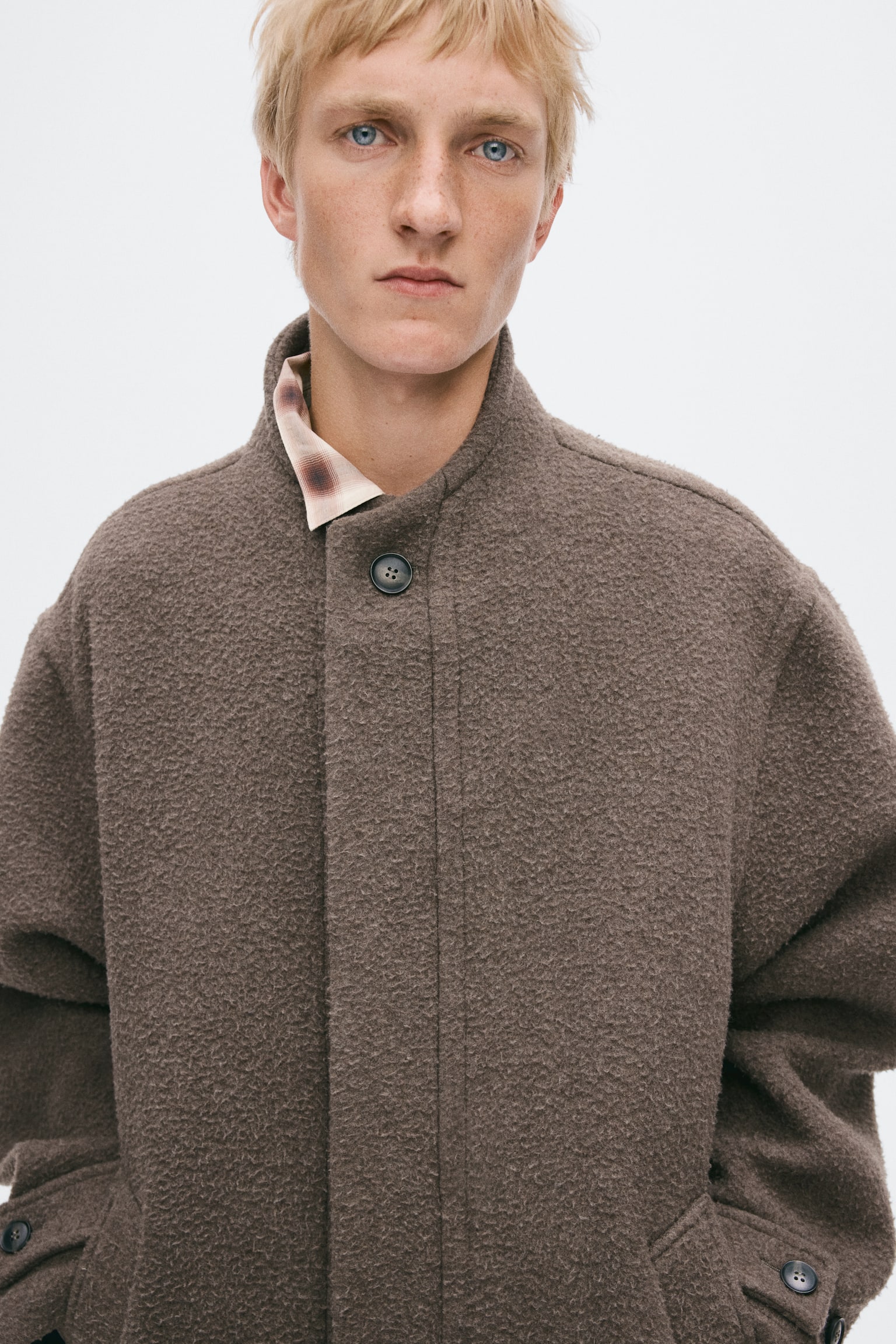 Мужское пальто H&M Long Wool-Blend, цвет: Тёмный бежевый — фото 3