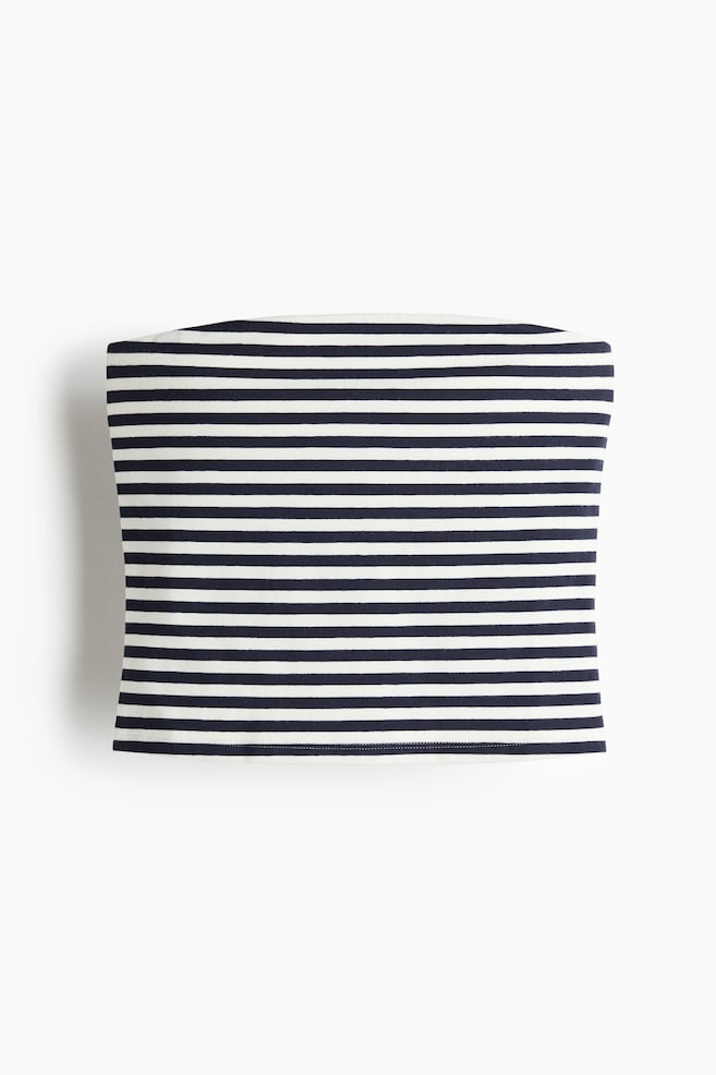 Cotton tube top-Navy blue/Striped - 1