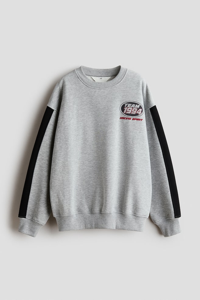 Sweatshirt in Loose Fit - Graumeliert/Racing Spirit - 1