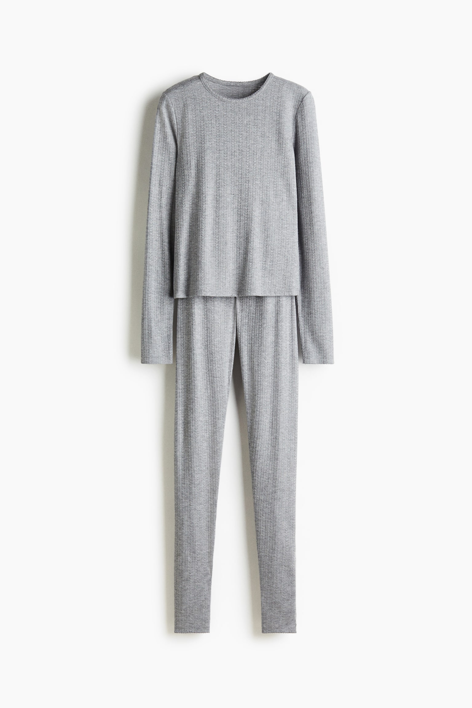 Delik Desenli Pijama Takımı - Gri kırçıllı - 2