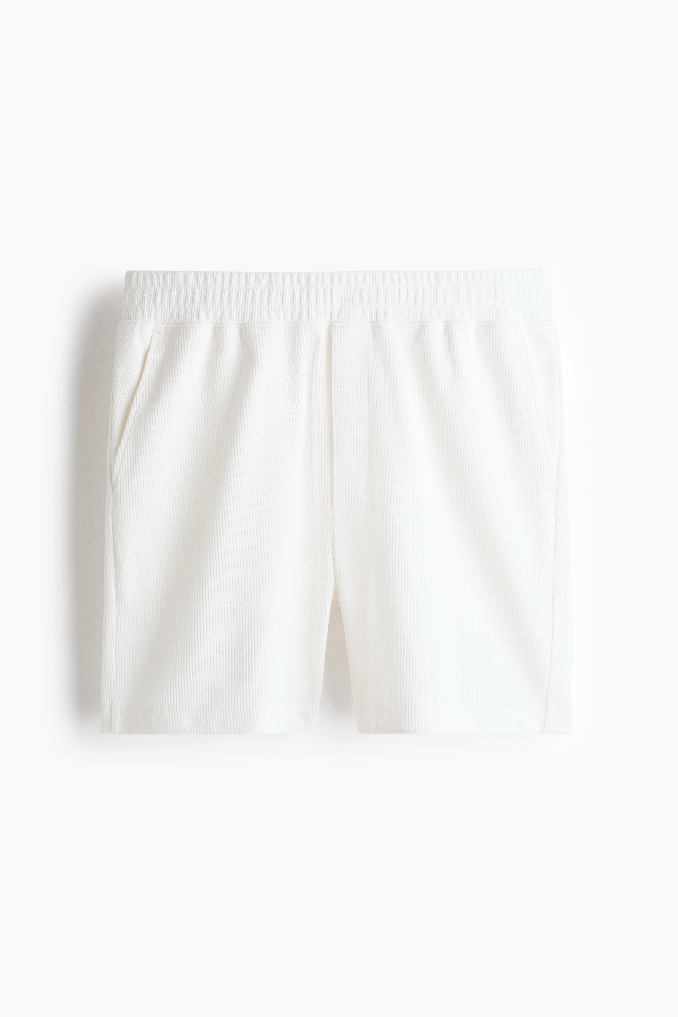 Textured jersey shorts - White/Black