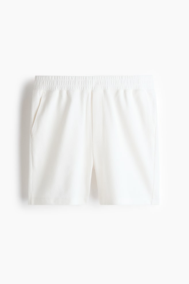 Textured Jersey Shorts - White - 1