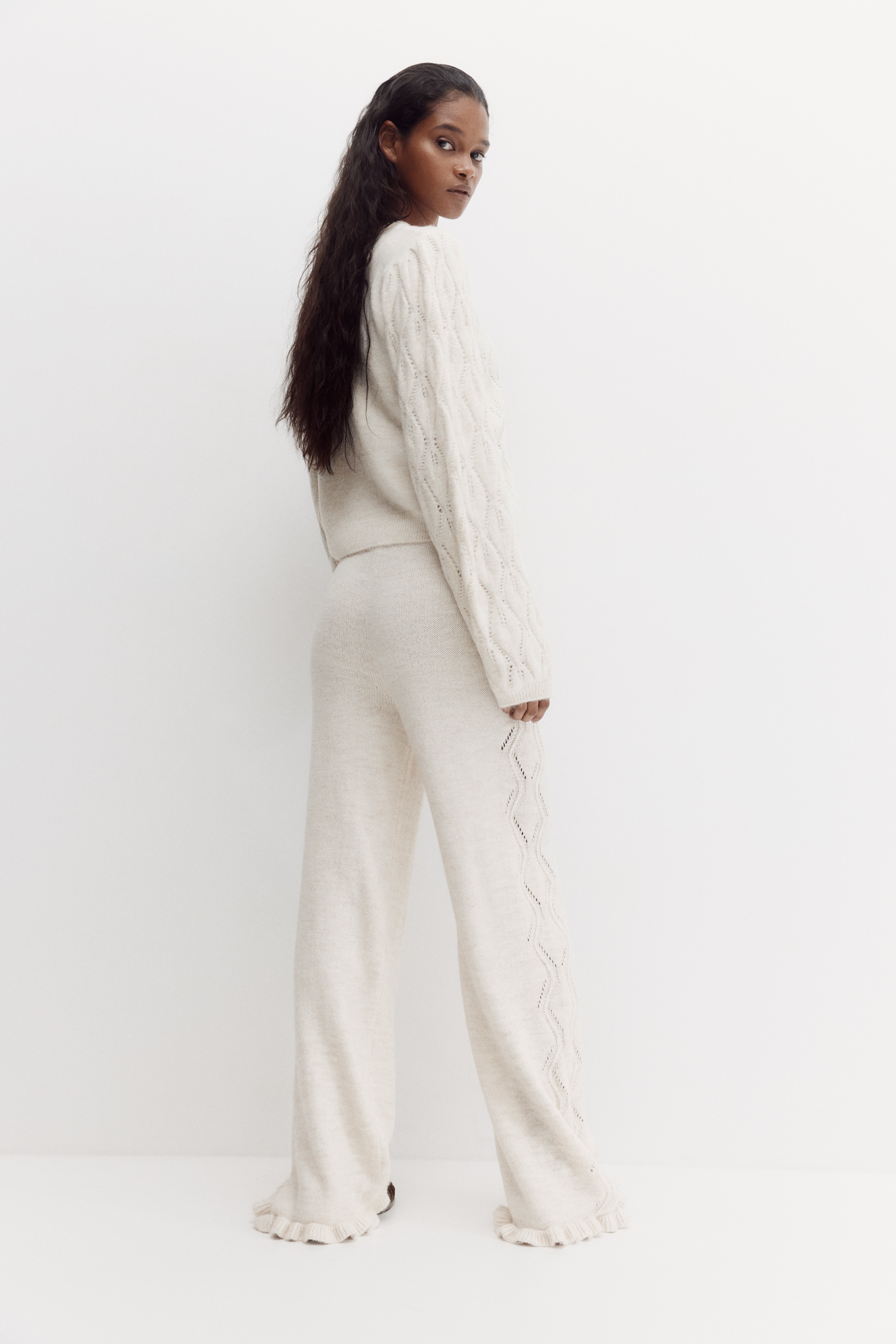 Pointelle-knit trousers