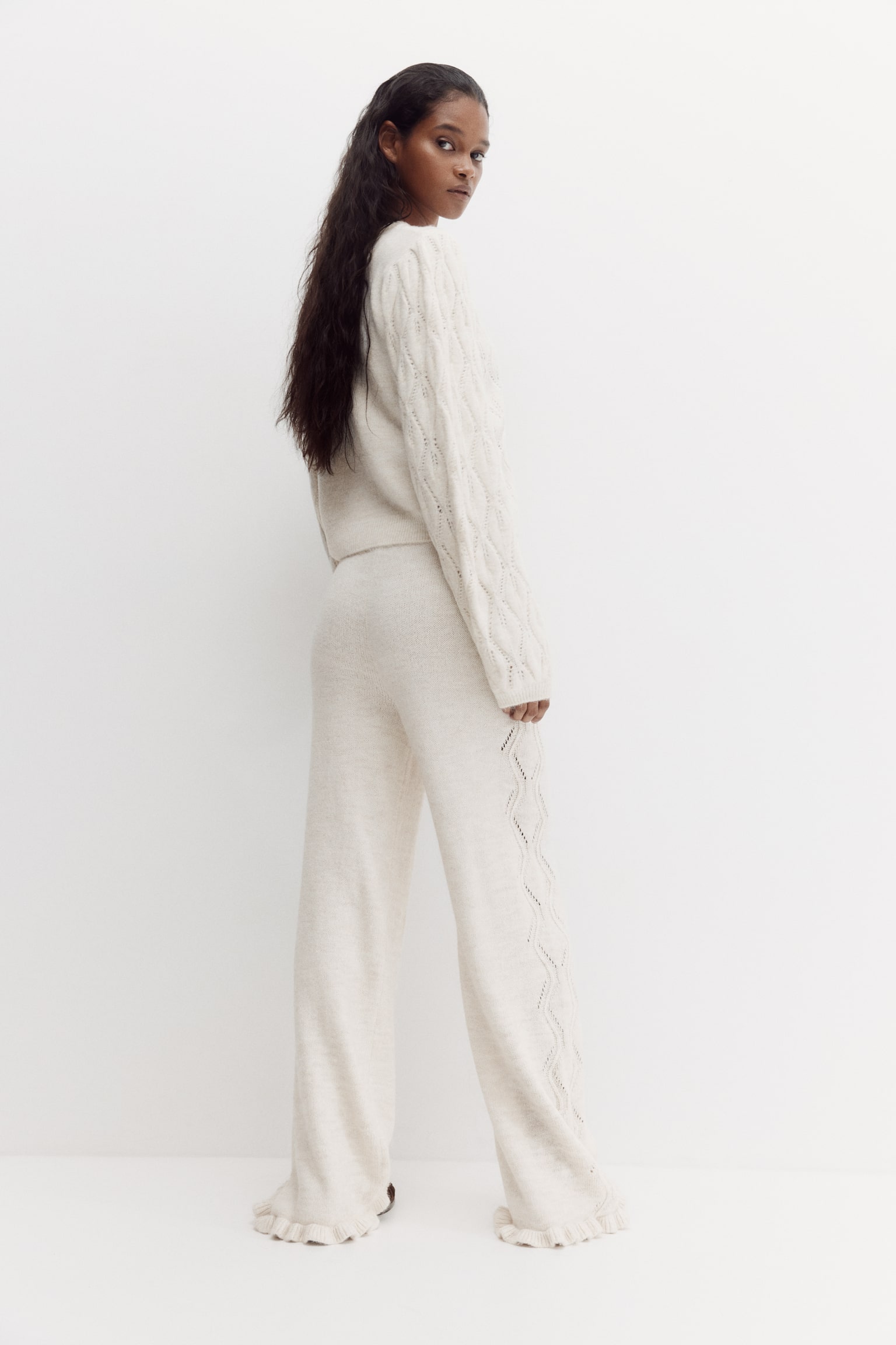 Женские брюки H&M Pointelle-Knit, цвет: Светлый бежевый — фото 5