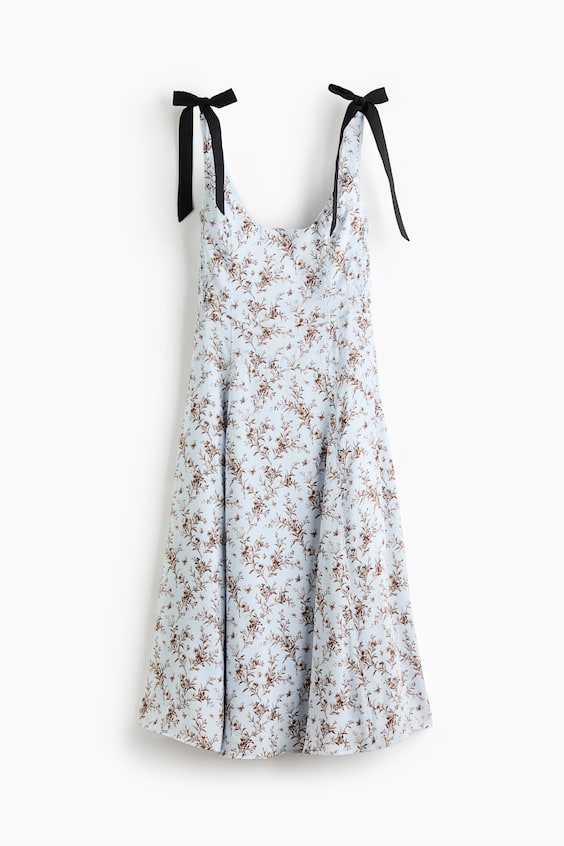 Женские платья H&M Flared Dress with Tie Shoulder Straps