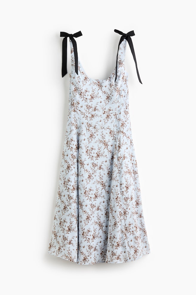 Vestido acampanado con tirantes de lazo - Azul claro/Floral/Blanco/Floral - 1