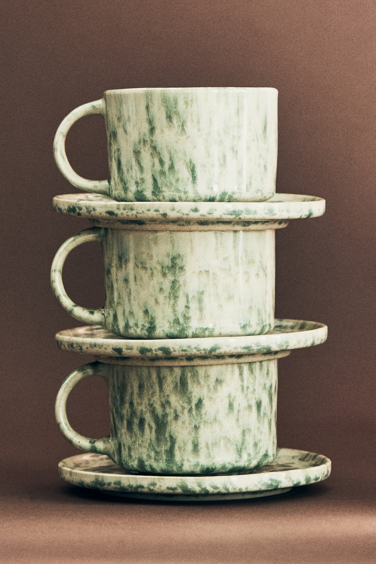Green Reactive-glaze mug and saucer at H&M Home | H&M GB