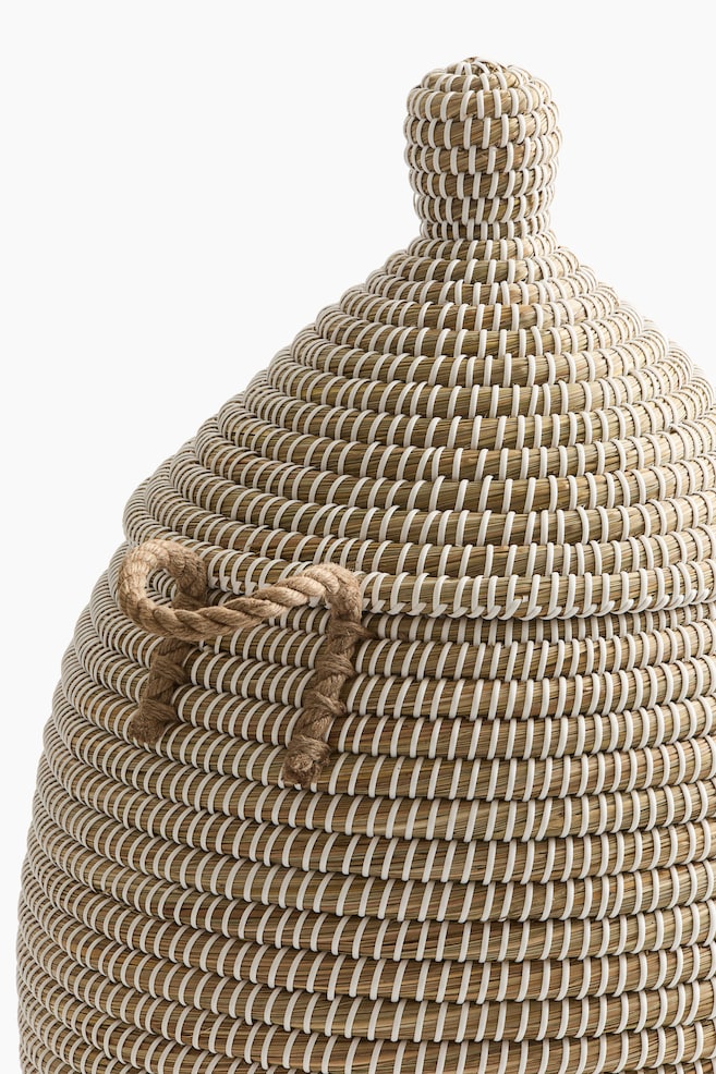 Stor oppbevaringskurv med lokk - Lys beige - 4