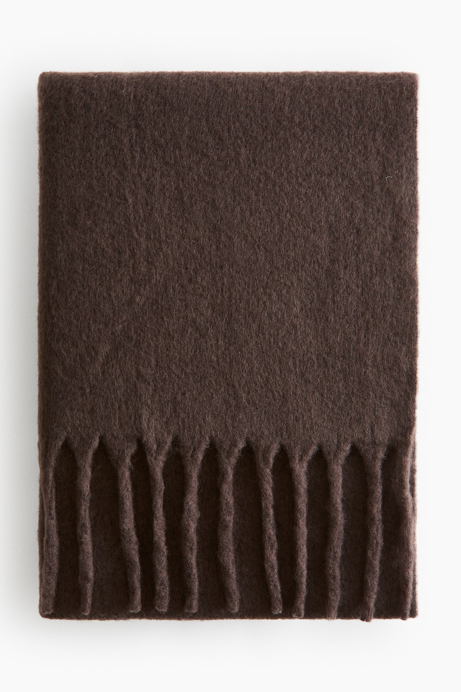 Wool-Blend Throw with Fringe - Dark brown/Light taupe/striped/Peach pink/striped/Peach pink/Light taupe