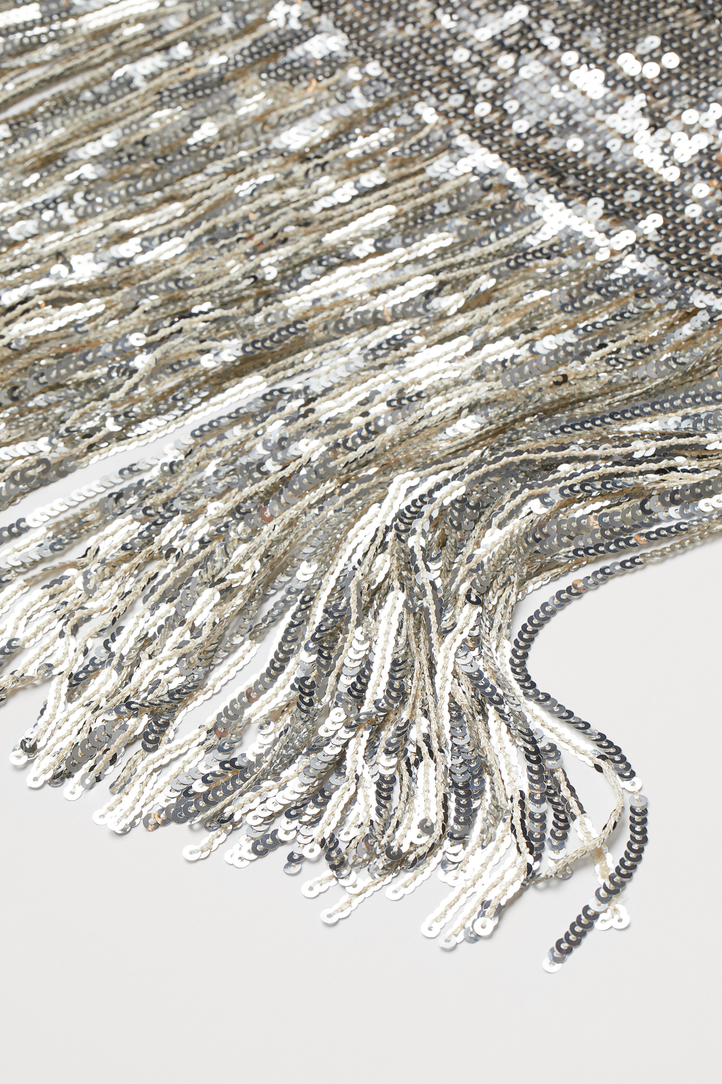 フリンジトリム スパンコールスカート - シルバーカラー - レディース