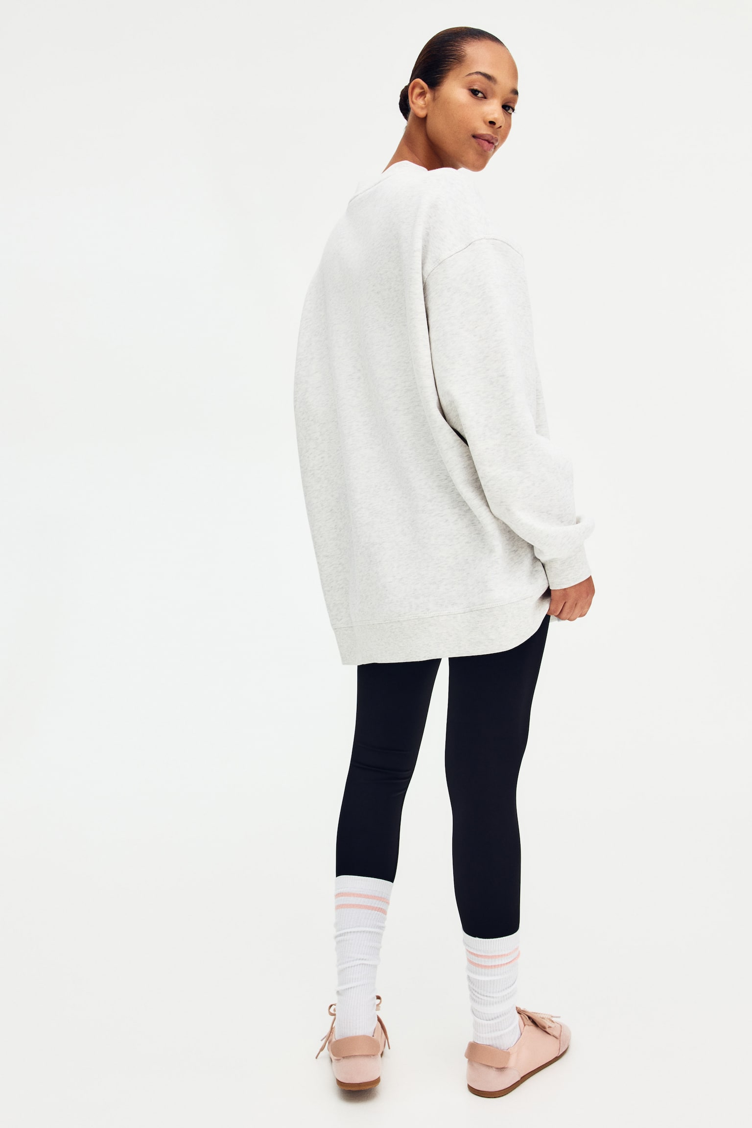 Oversized sweatshirt - Light grey marl/Black/Light beige/Burgundy - 4
