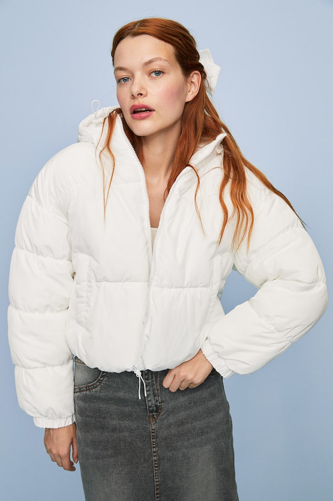 Hooded puffer jacket - White/Black - 5