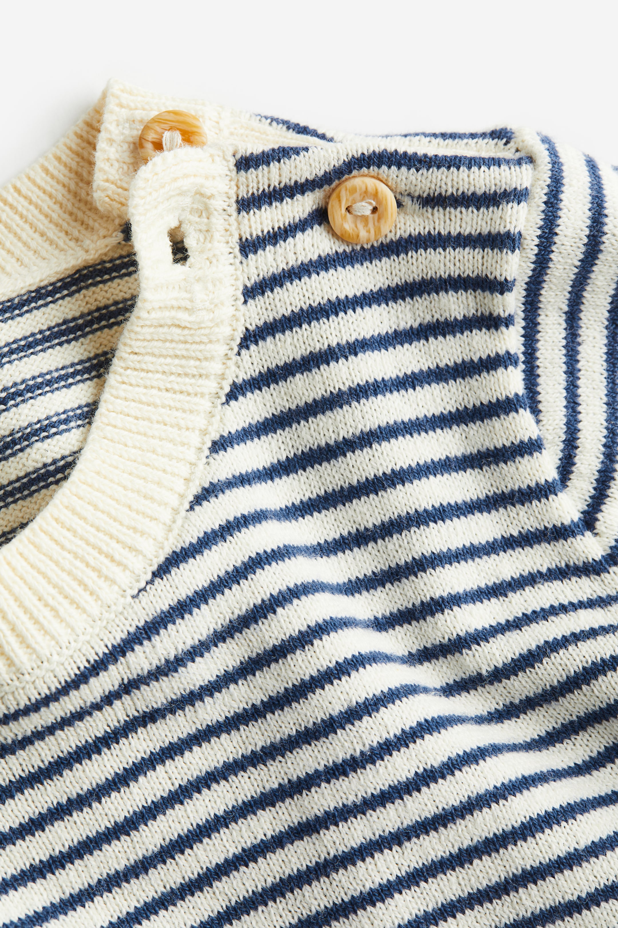 2piece Knit Set Regular waist Round Neck Cream/blue striped Kids H&M US