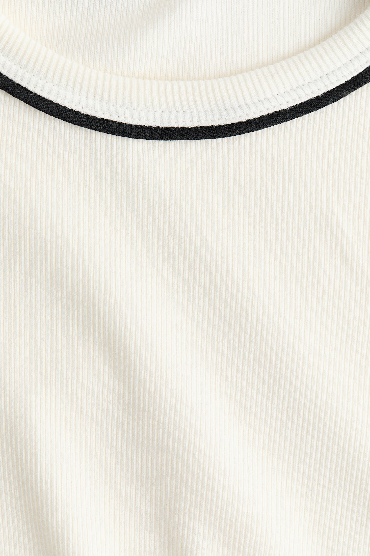 Top z žebrovaného žerzeje - Krémová - 3