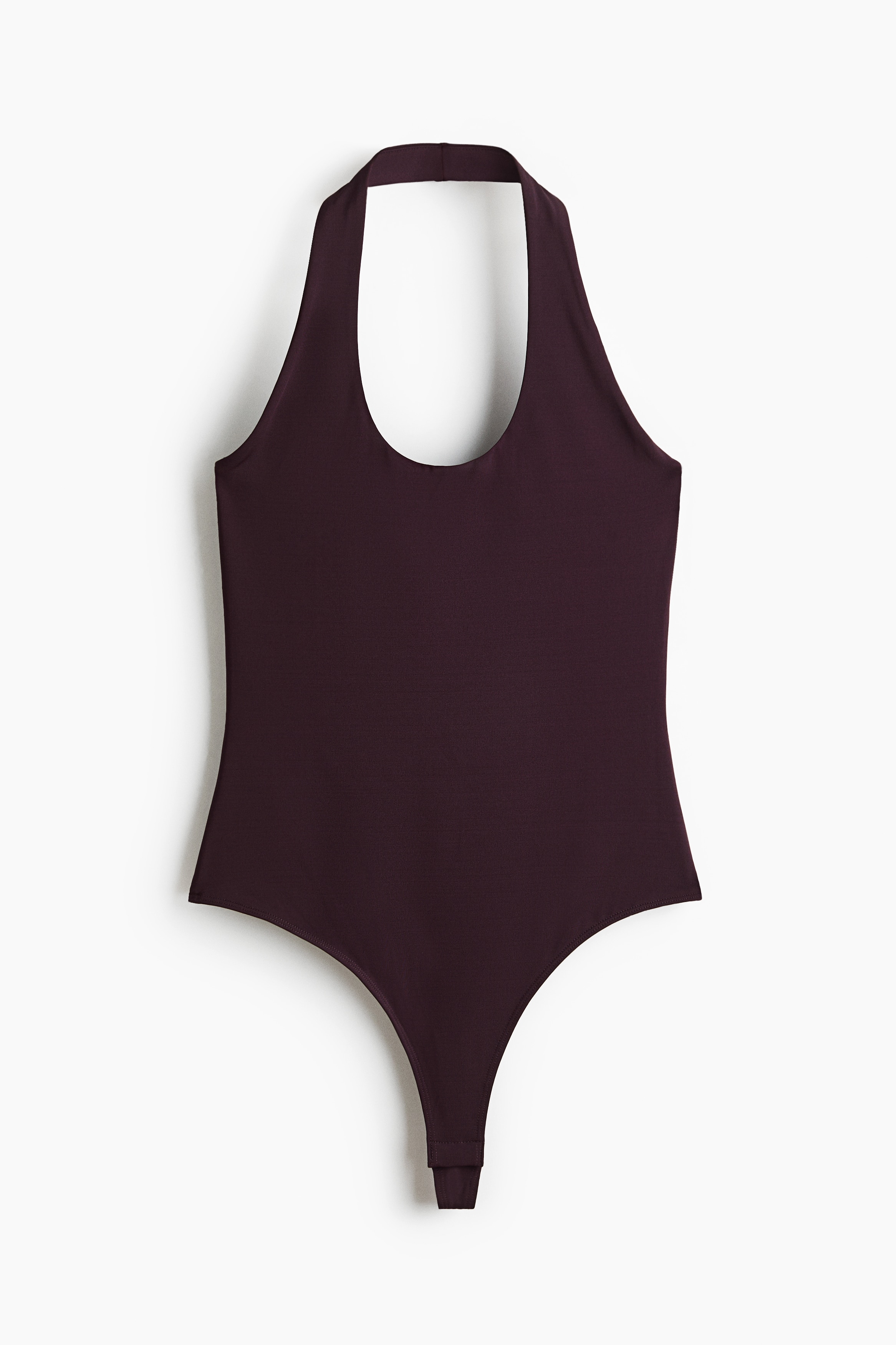 Halterneck thong body - Dark purple/Cream/Bright red