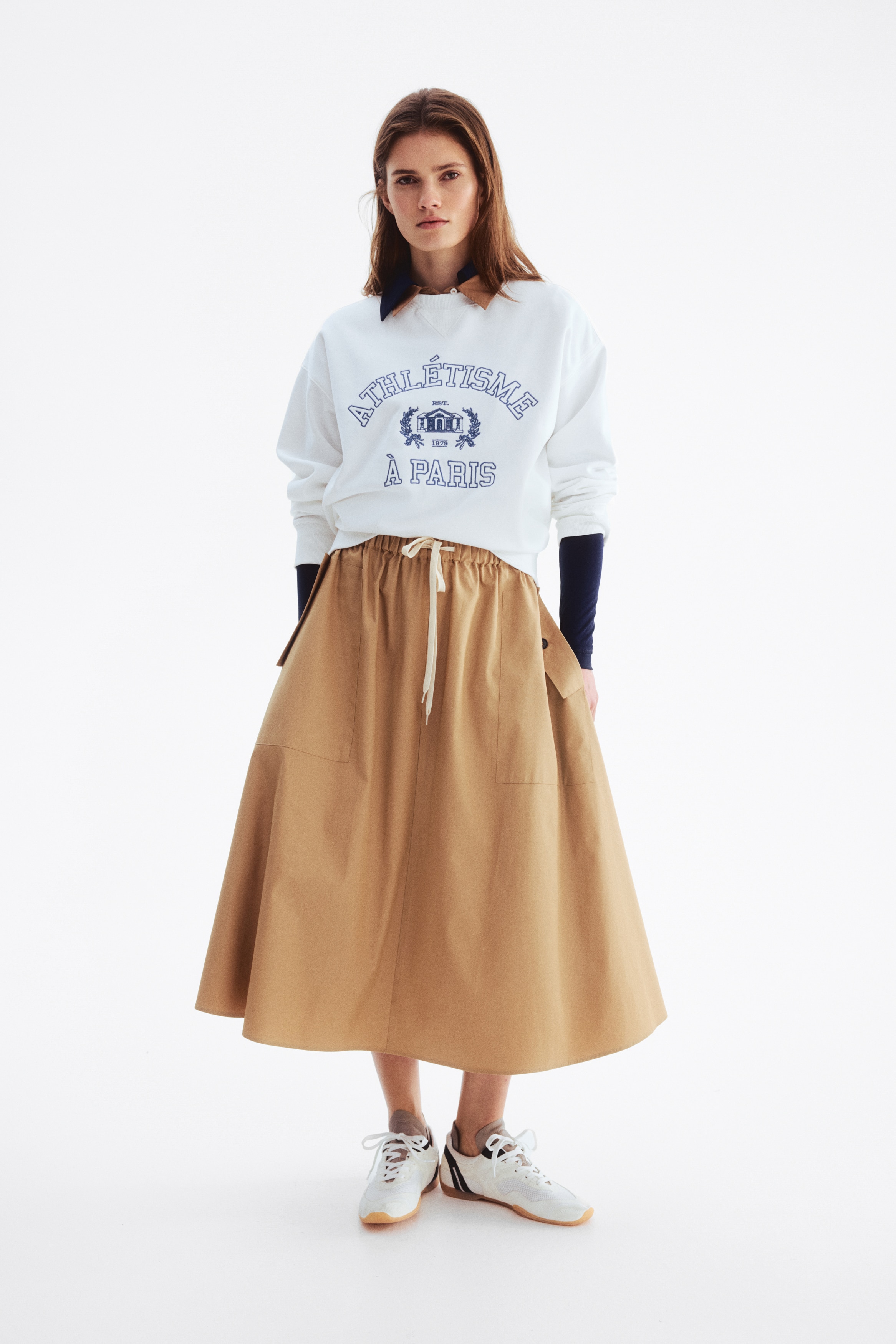 Φούτερ με σχέδιο μπροστά - Λευκό/Athlétisme/Ανοιχτό ροζ/Pilates/Σκούρο πράσινο/Chicago/Μπεζ/Atelier/Γκρι μελανζέ/Alto Mare