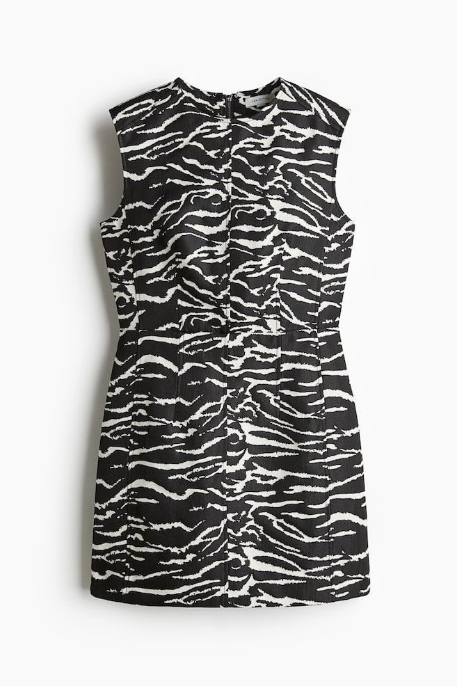 Minirobe en tissu jacquard - Noir/motif zébré - 1