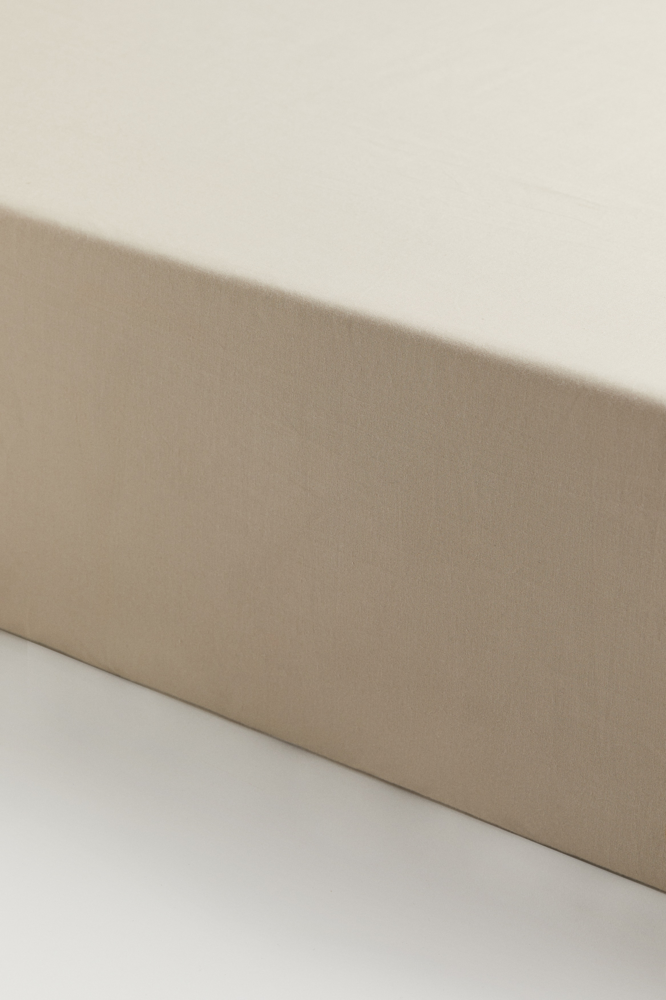 Fitted Cotton Sheet - Light taupe/Light blue