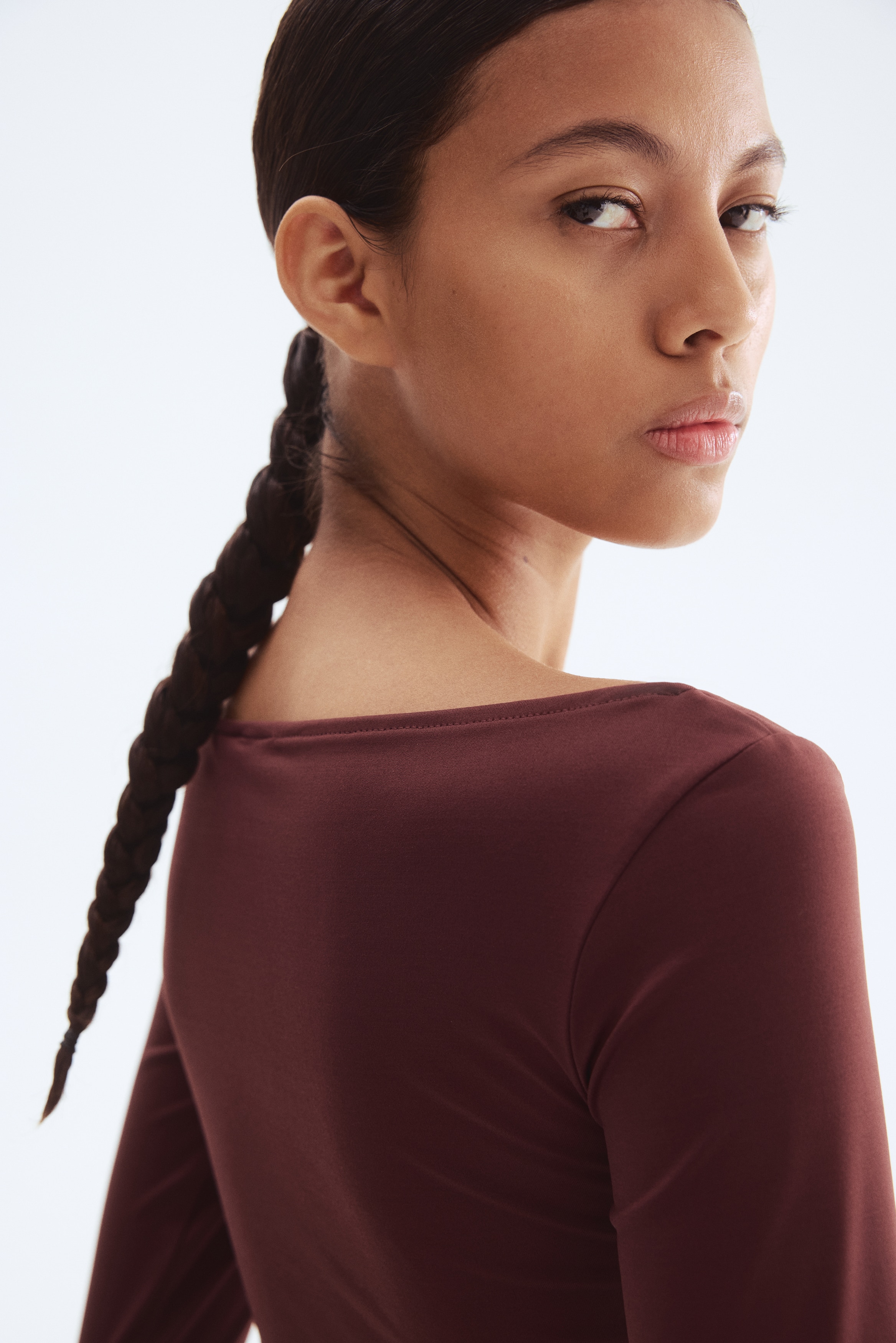 Women's Burgundy Boat-Neck Top | H&M CA