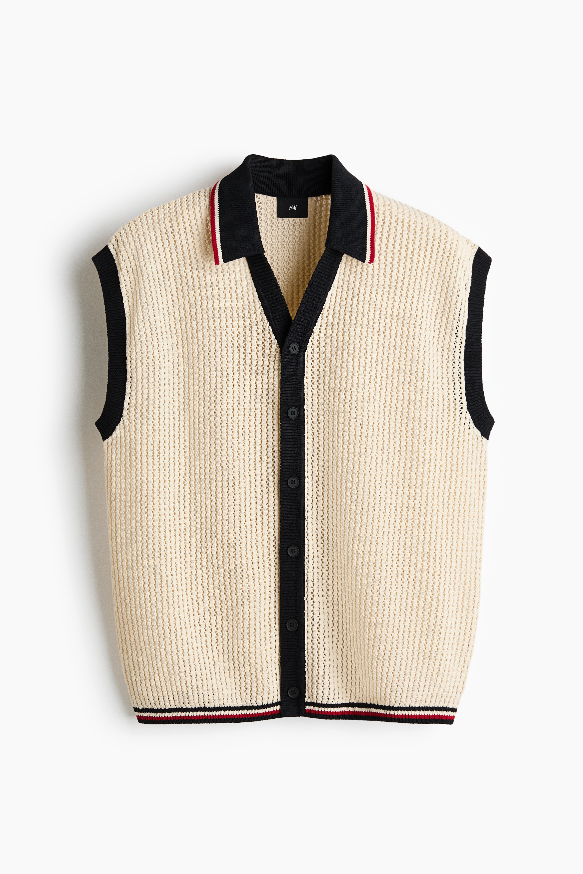 Loose Fit Textured-knit vest - Light beige/Colour block/Black