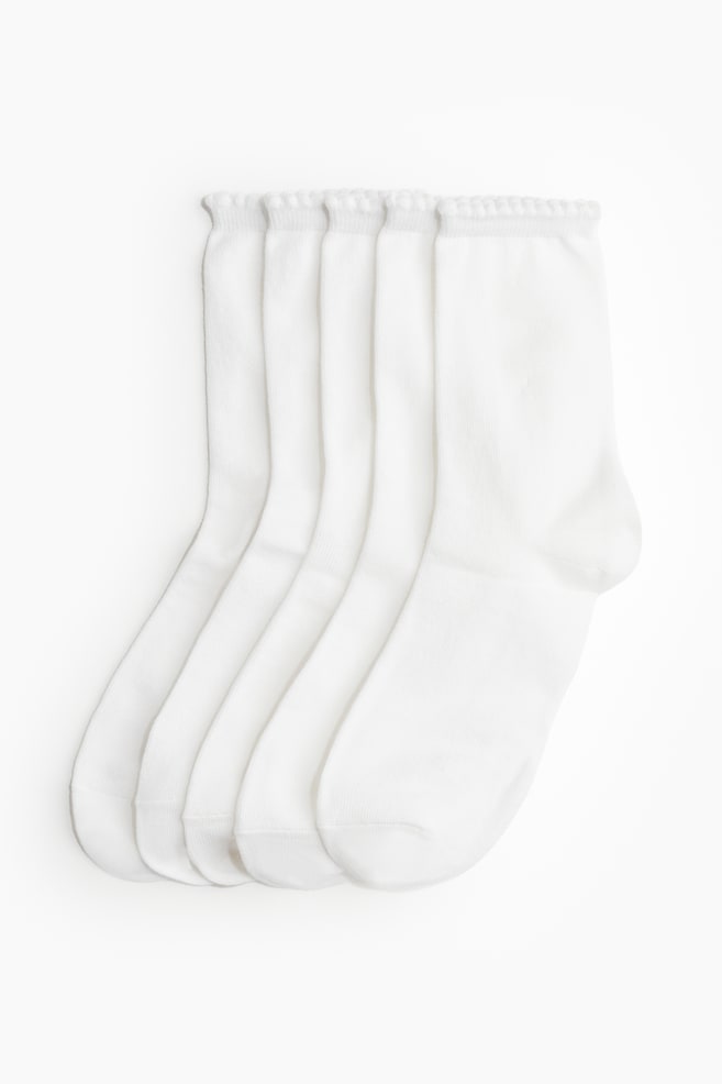 5-pack socks - White/Black/Dusty pink/Burgundy/White/Hearts/Brown marl - 1
