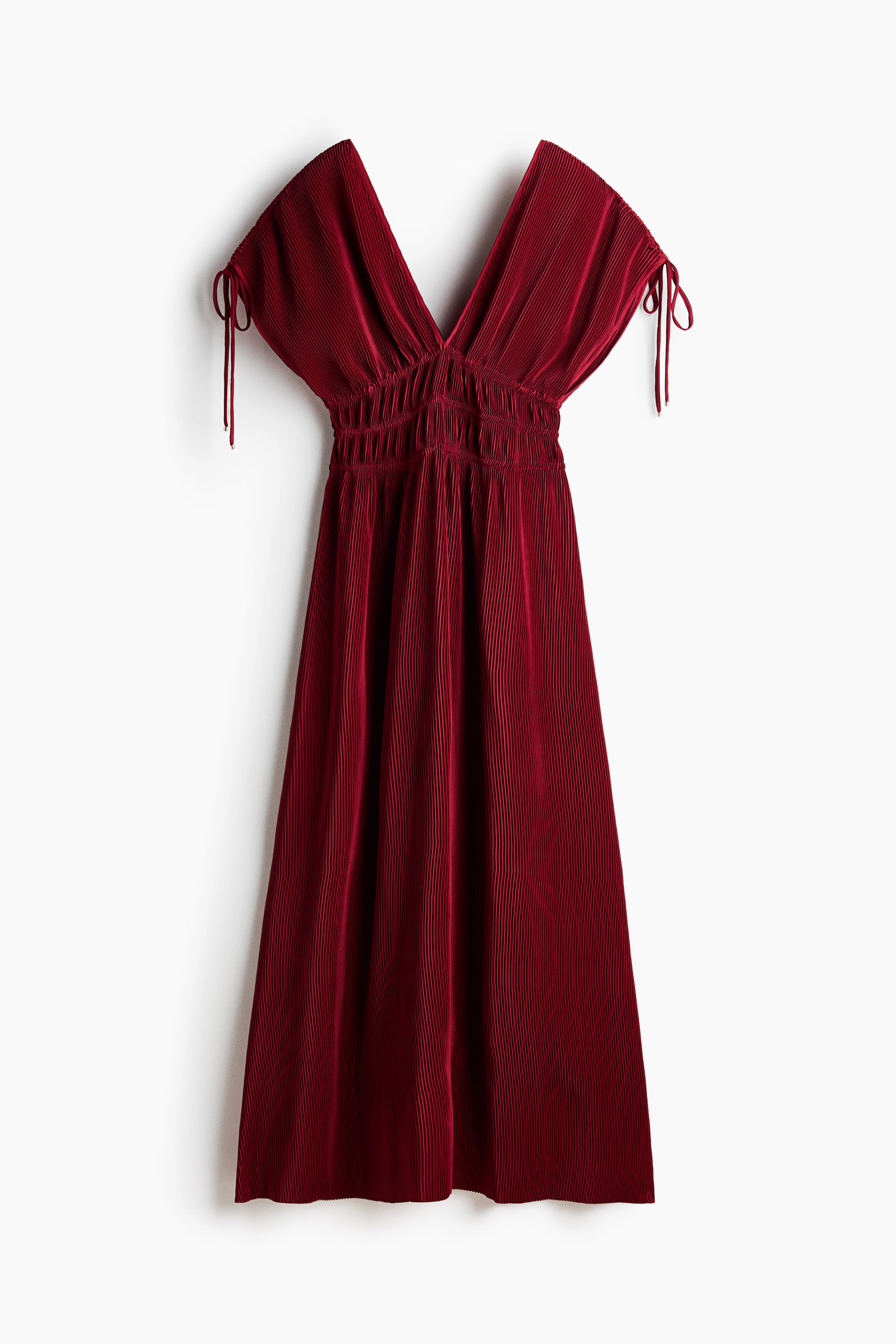 Переглянути збільшене зображення: Crinkled drawstring-detail dress - Dark red - Ladies | H&M UA 1