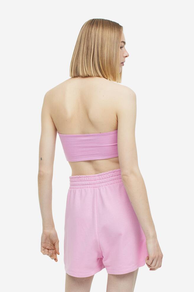 Paperbag-shorts i sweatshirtkvalitet - Lys rosa/Sort/Lysegråmeleret/Lysegrå/Lys beige - 5