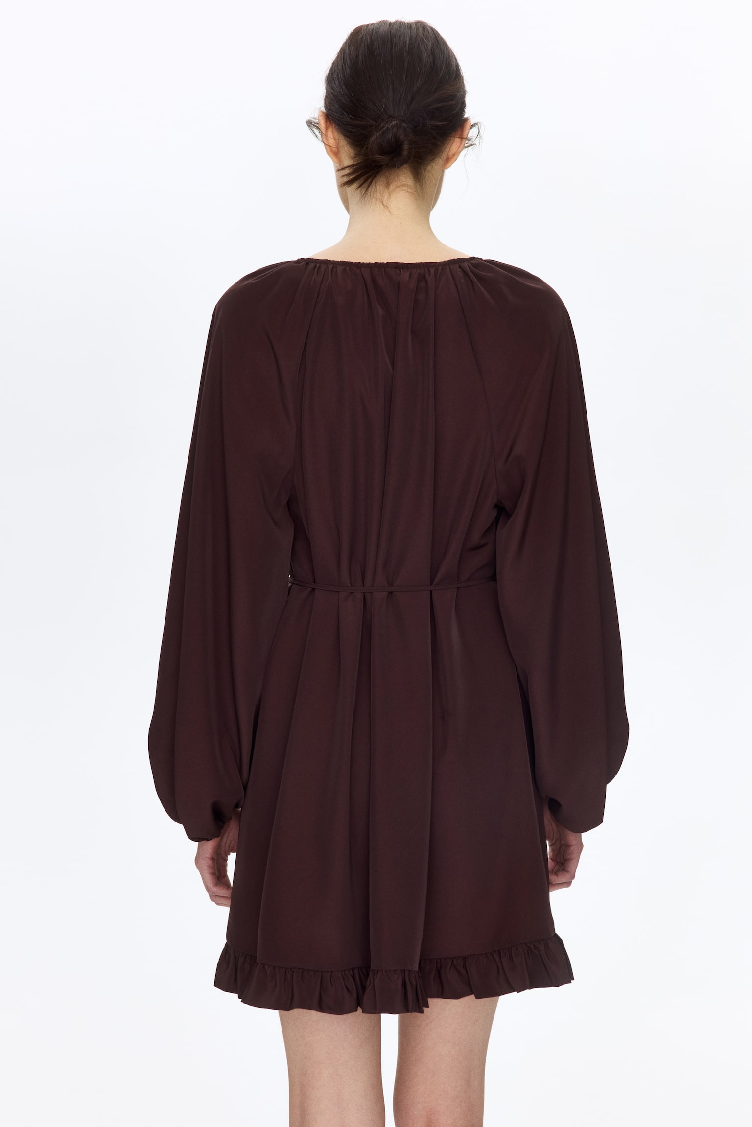 Scarf-detail dress - Dark brown - 5