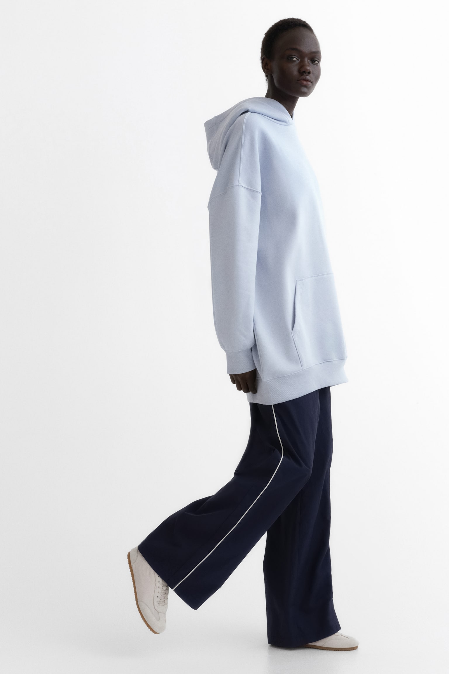 Oversized hooded dress - Light blue/Black/Green/Light grey marl - 2