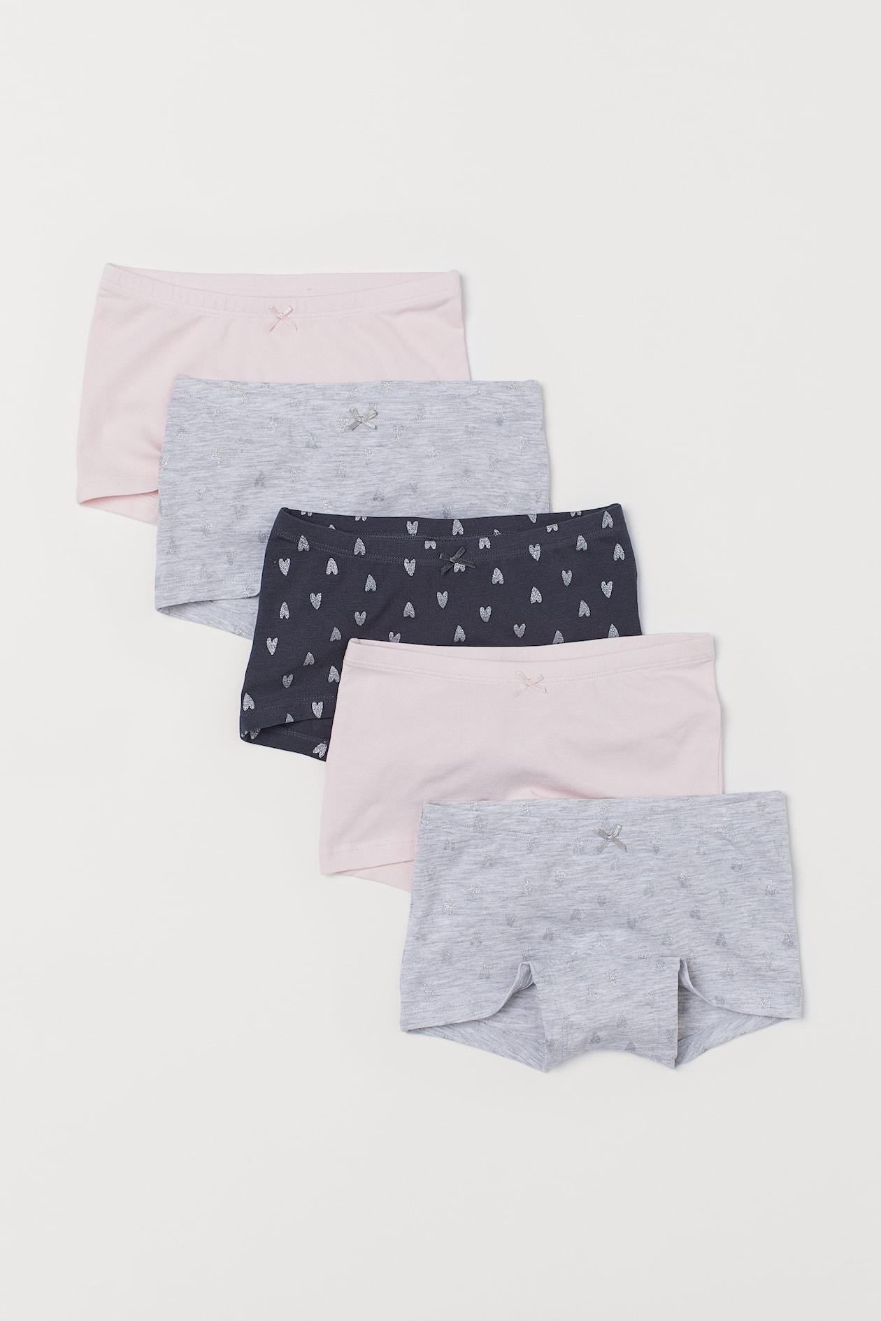 5-pack Boxer Briefs - Regular waist - Light pink/hearts - Kids | H&M US