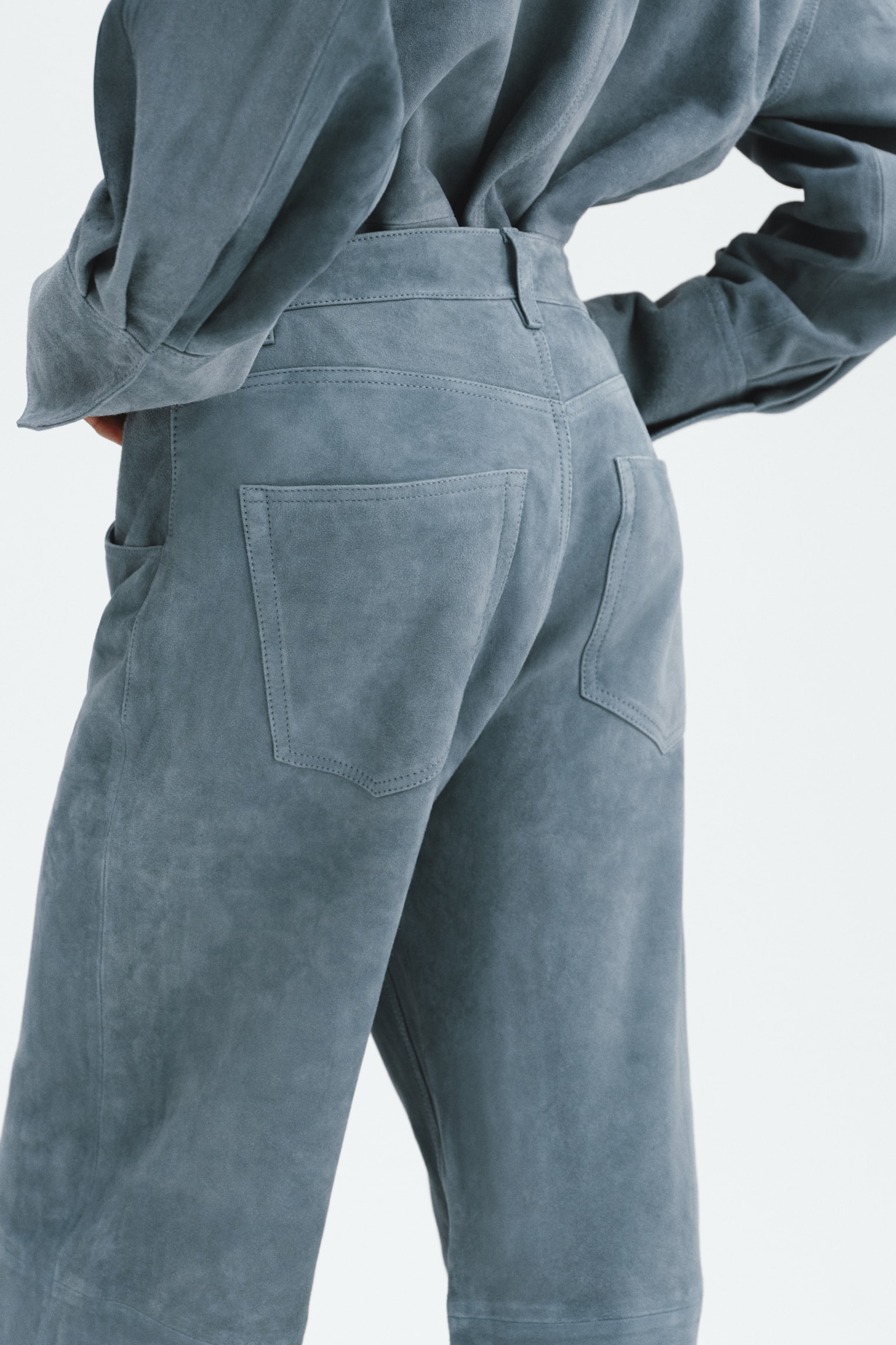 Suede trousers - Dusty blue - 8