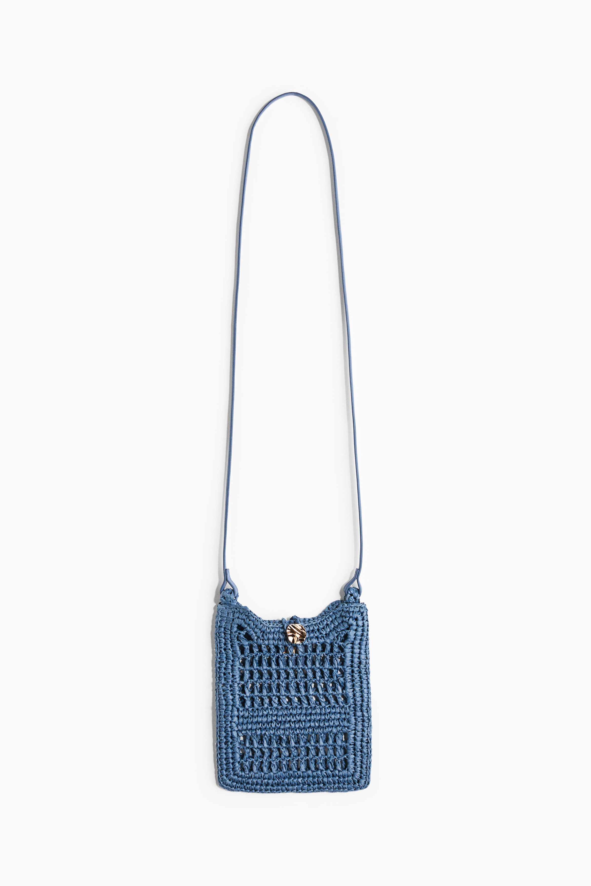 Straw Phone Bag - Dusty blue/Beige