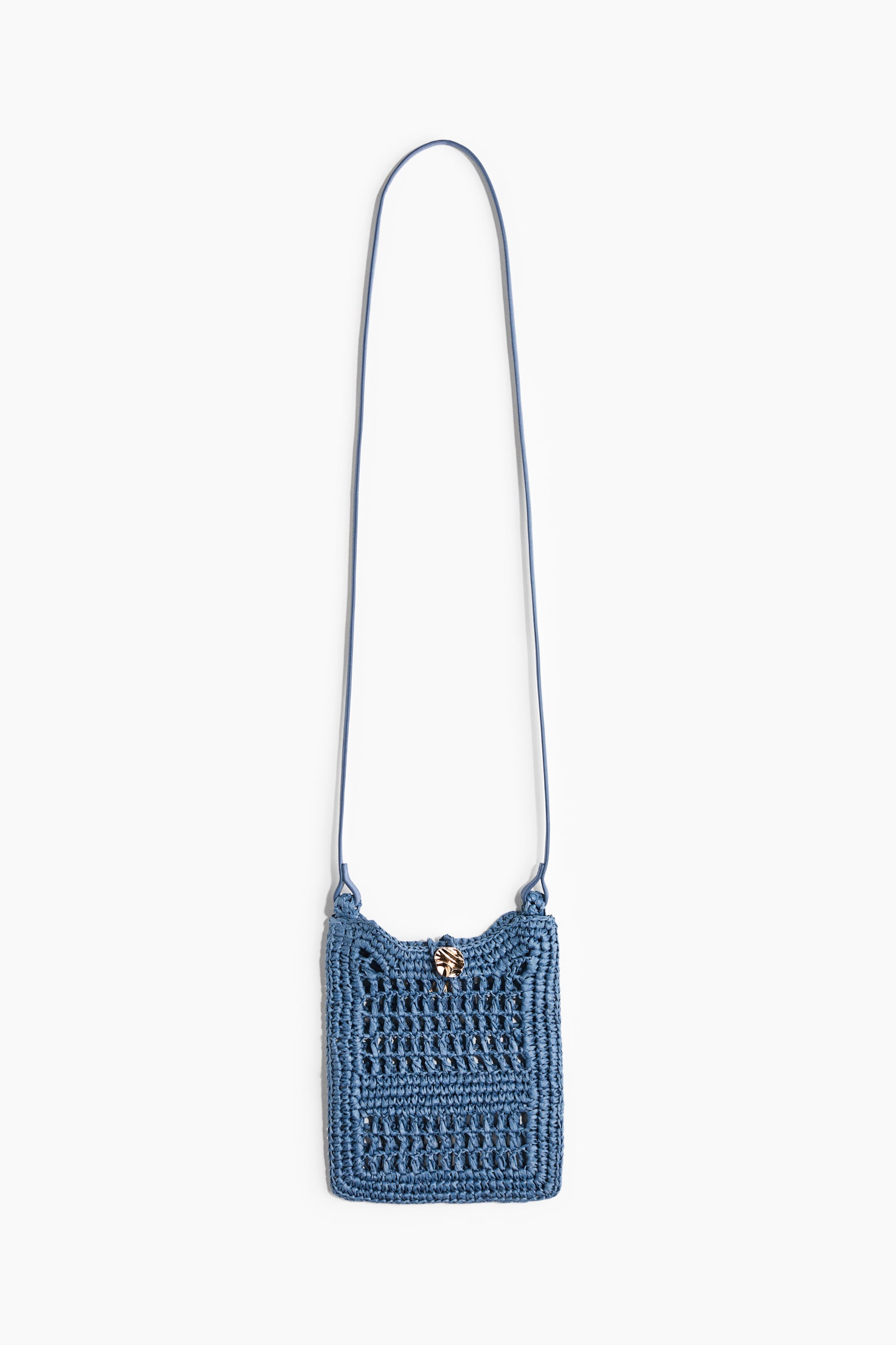 Sac en paille pour téléphone - Bleu ancien/Jaune moutarde - 1