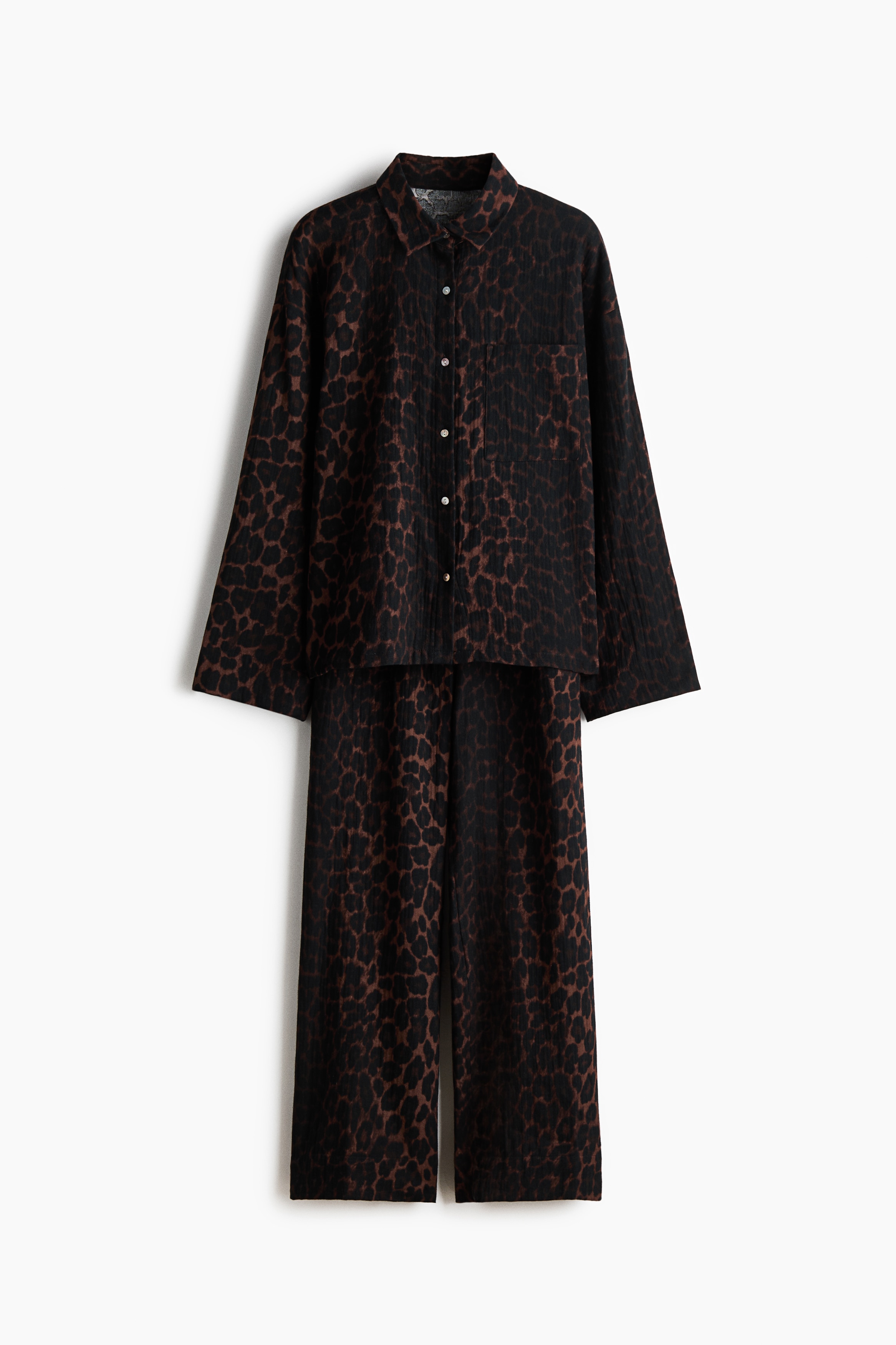 Pigiama in mussola di cotone - Marrone/leopardato/Nero/fiori/Nero/Bianco/cuori/Crema/fiori/Crema/fiori