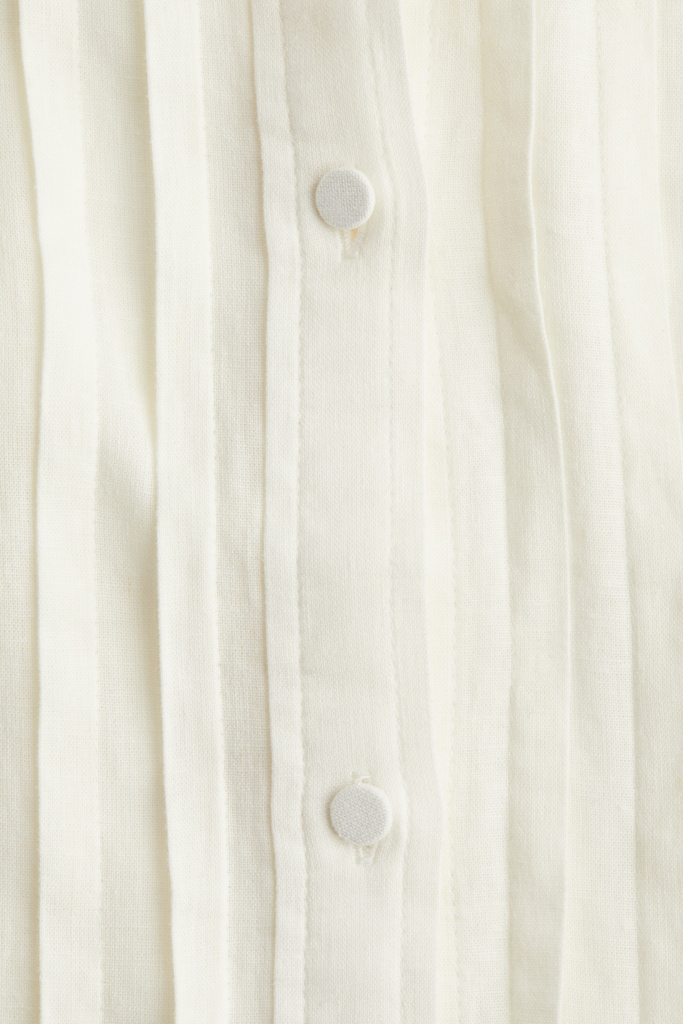 Pintucked linen-blend blouse