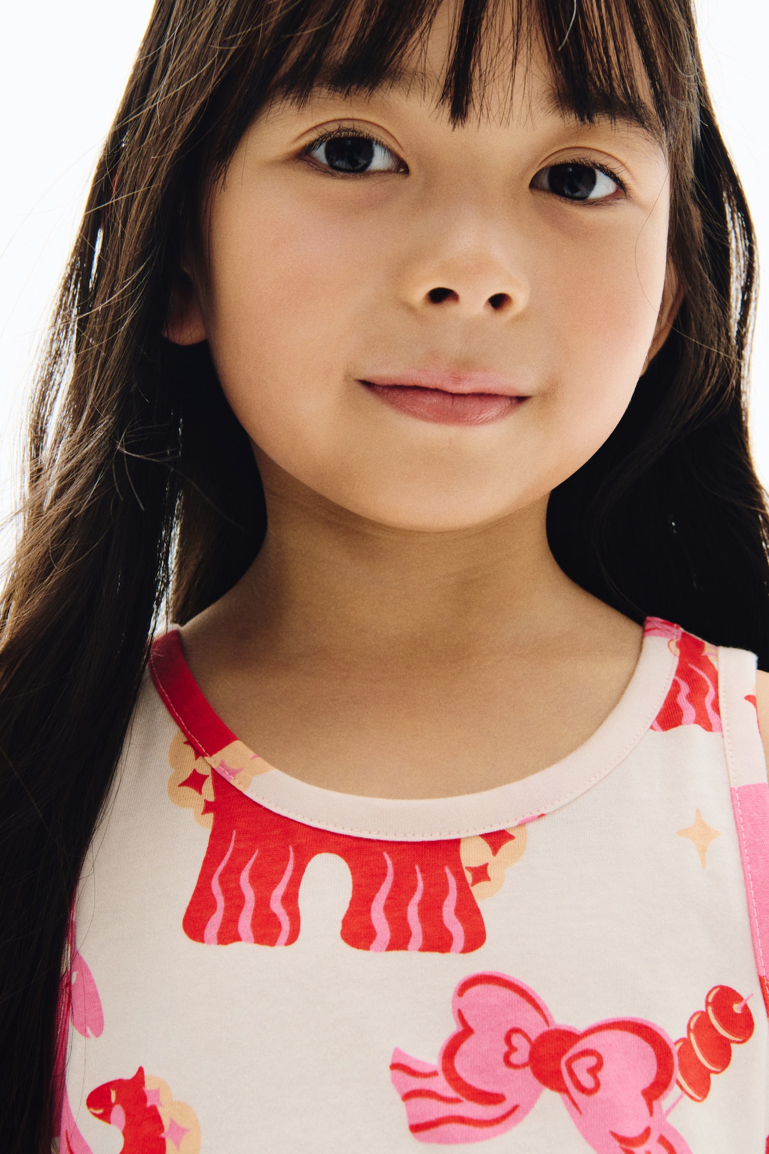 Printed cotton dress - Light pink/Horses/Red/Horses - 3