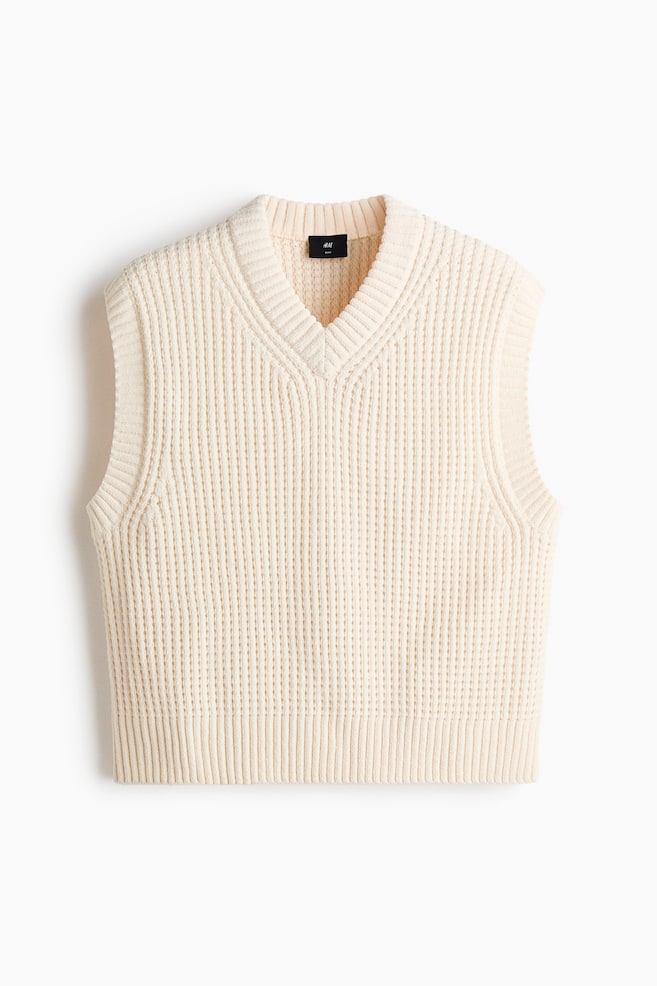 Regular-Fit Sweater Vest - White/Dark brown - 1
